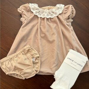 Janie and Jack 3-6 month dress, bloomers, and tights